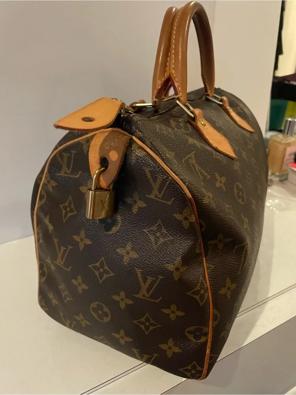 Louis Vuitton Monogram Canvas Satchel with Tan Leather Trim